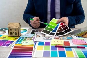 Man planning office paint